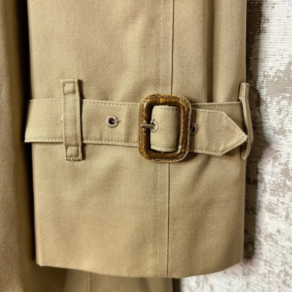 Burberry Belted Trench Coat with Plaid 100% Wool Lining & Collar in Honey - Picture 8 of 16